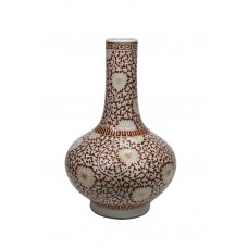 1215 A Qing iron-red scrolling flower vase    