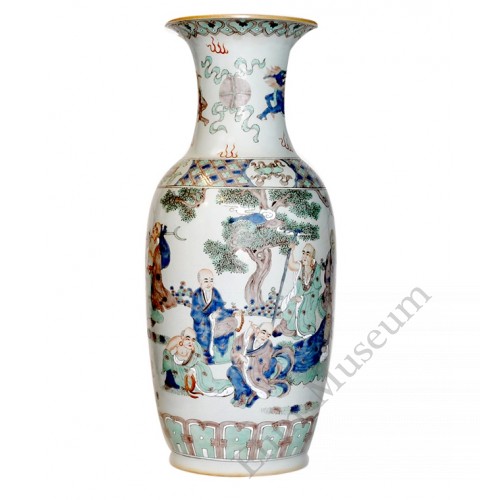1109 A Pair of Fengcai vases with Lohans