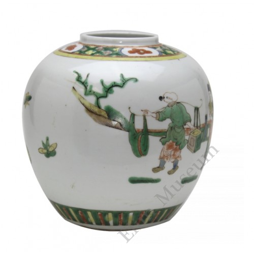 1145 A fengcai teapot décor with folk figures 