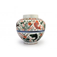 1537 A B&W five colors lotus-carps vase