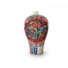 1568 A Red & Green enameled Mei-Ping vase
