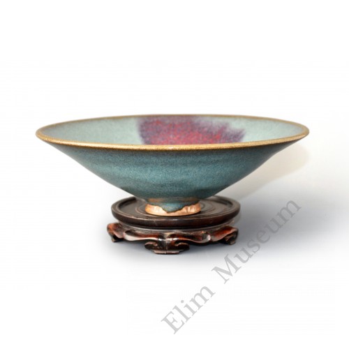1576  A blue glaze Jun-ware conical bowl
