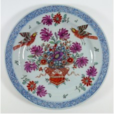 1158 A B&W  Fengcai plate auspicious birds & flowers