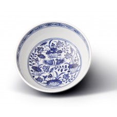 1595 A early Ming B&W lotus & mandarin ducks bowl   