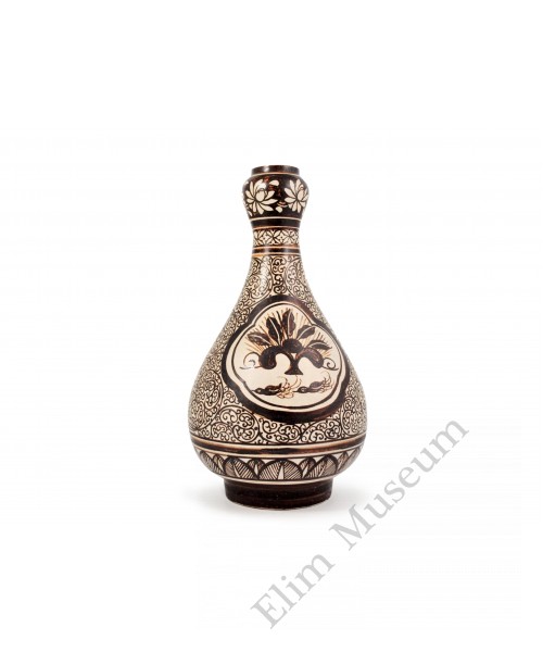1615 Cizhou-ware pained ducks-flower garlic vase 	
