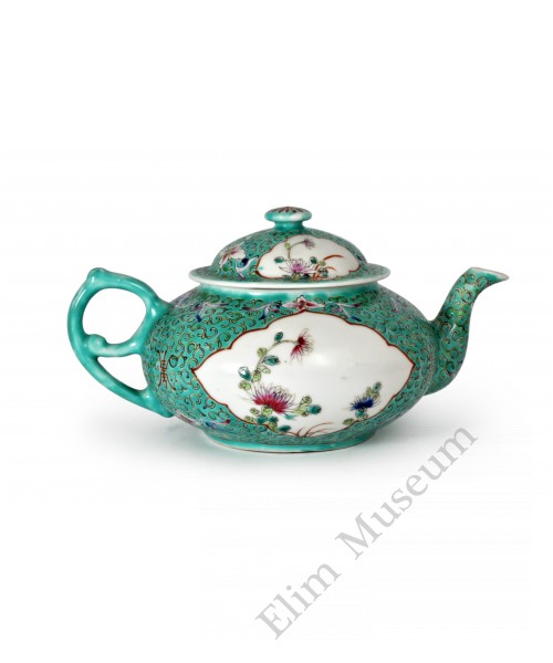 1623 A Fengcai windowed florist pattern teapot  	