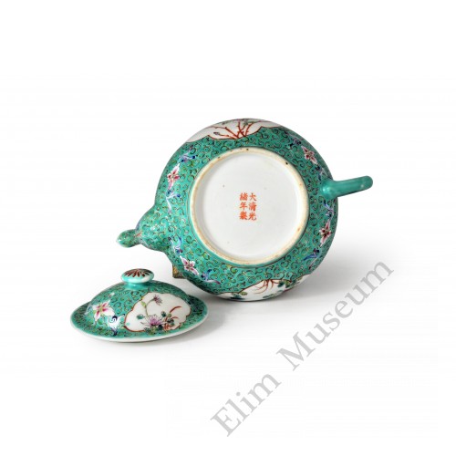 1623 A Fengcai windowed florist pattern teapot  	