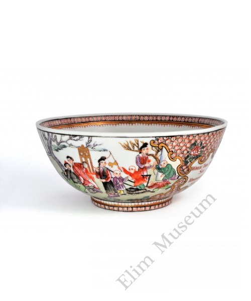1625 An exported Fengcai “happy family” figures bowl 	