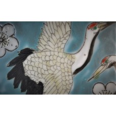 1634 A three-colors"plum & cranes" meiping   