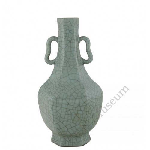 1167  A Yong- Zheng period Ge-Ware style hexagonal vase 