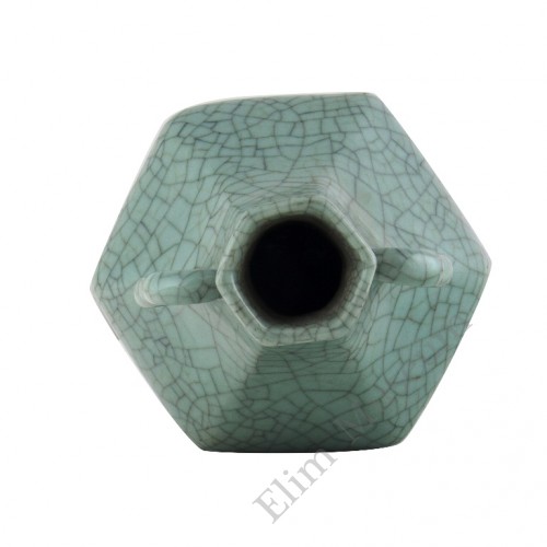 1167  A Yong- Zheng period Ge-Ware style hexagonal vase 
