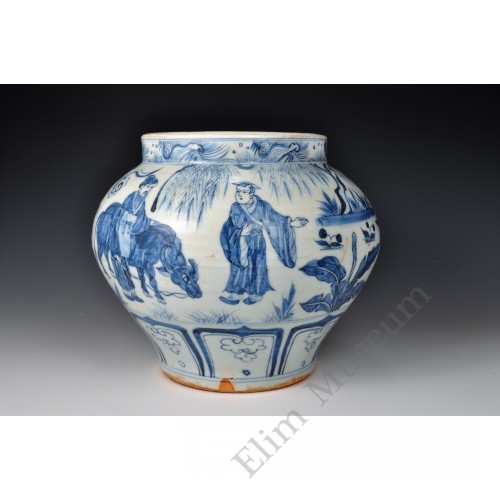 1672 A blue-white legendary figurative jar 
