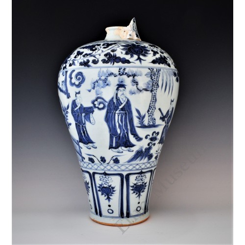 1674 A B&W Meiping vase  with an historical "Three Kingdoms" figures   