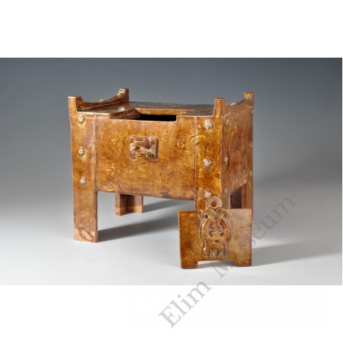 1708 A marbled glaze wooden grain piggy box