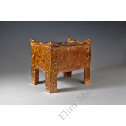 1708 A marbled glaze wooden grain piggy box