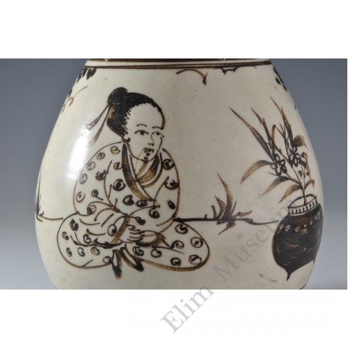 1709 A Cizhou ware "loving  with orchid" vase 