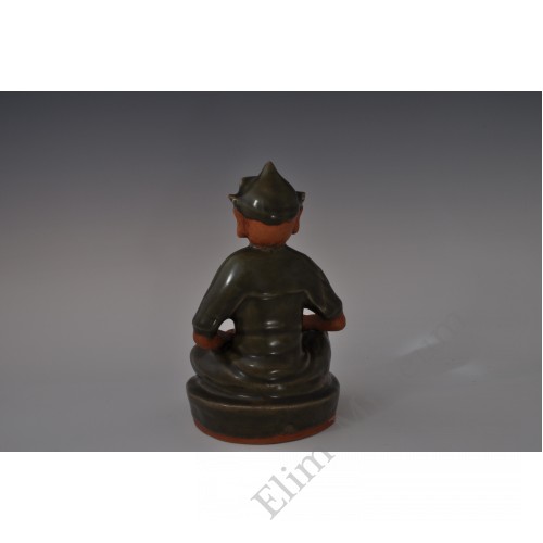 1728  A Long-quan celadon glaze stoneware  Mongolian warrior sculpture