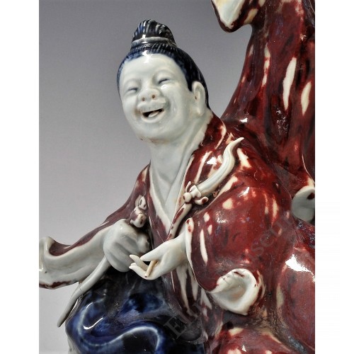 1729 A under glaze blue & red  sculpture  of "Eight Immortals " figures      