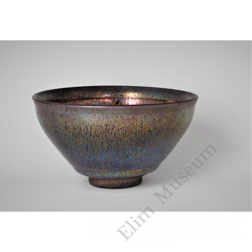 1733 A Jian stone ware tea bowl with iridenscent black glaze