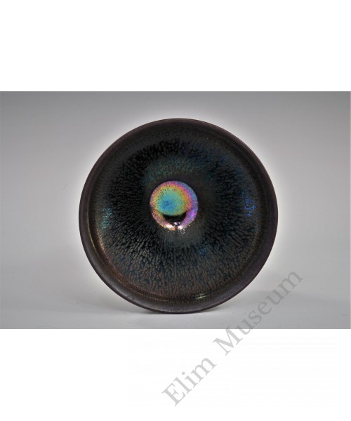 1734 A Jian Stone ware iridescent black glaze tea bowl