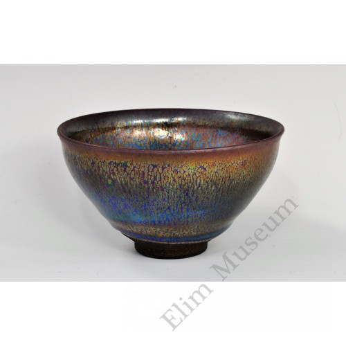 1734 A Jian Stone ware iridescent black glaze tea bowl