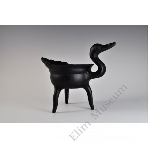 1738 A Charcoal earthenware  duck-shaped incenser