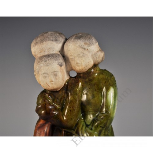 1746 A Sancai Molded & Sculpted earthware "mother & daughter"       