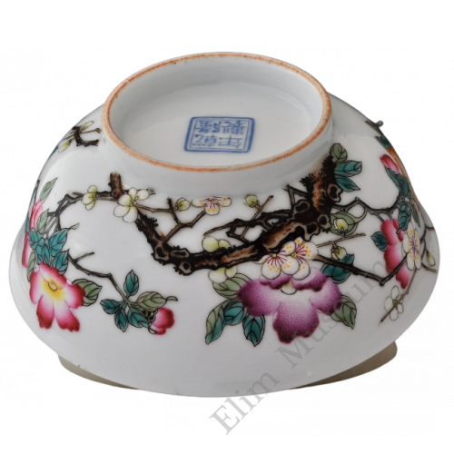 1756 A rose-enameled bowl  with flower scroll
