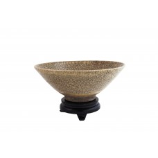 1239 A bowl with straw-yellow glaze and "roe pattern"