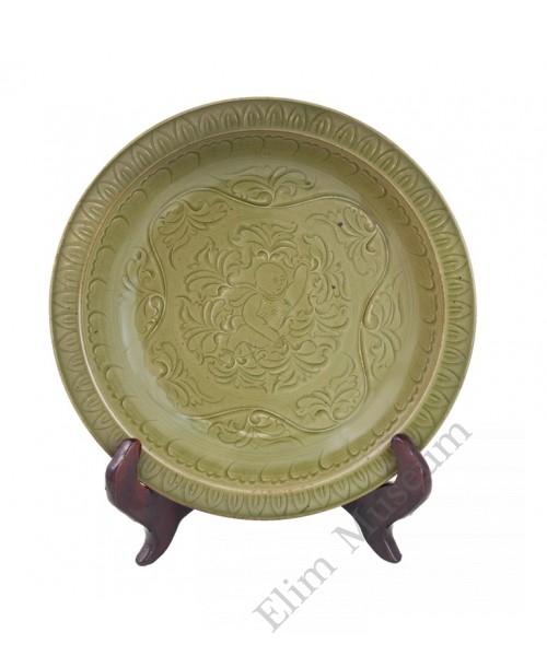 1281 Song Dynasty Yaozhou-Ware playing babe plate