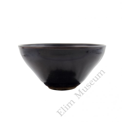 1285  Song Dynasty Jizhou-Ware black glaze leaf bowl