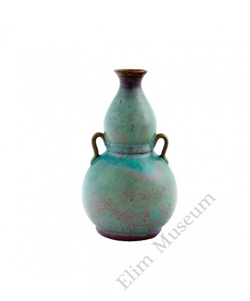 1292  A Song Jun-Ware blue glaze gourd vase with handles 