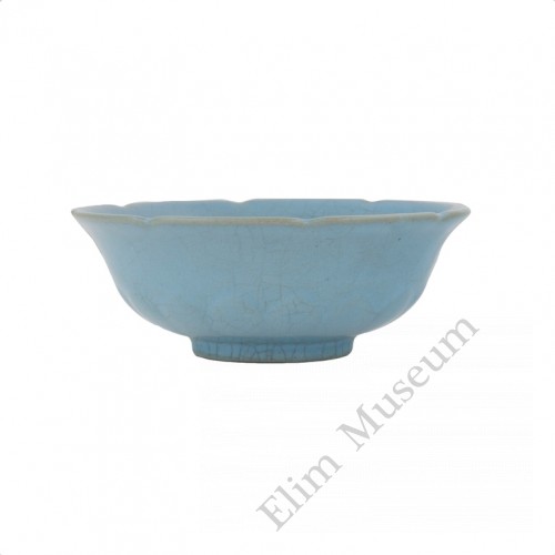 1294  Song Dynasty Ru-Ware blue glaze lotus petal bowl
