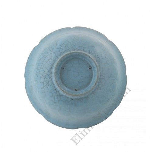 1294  Song Dynasty Ru-Ware blue glaze lotus petal bowl