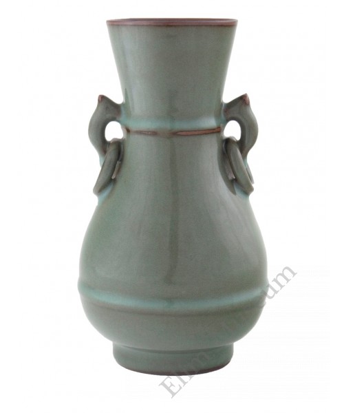 1298  A Song Dynasty Guan-Ware olive green glaze vase