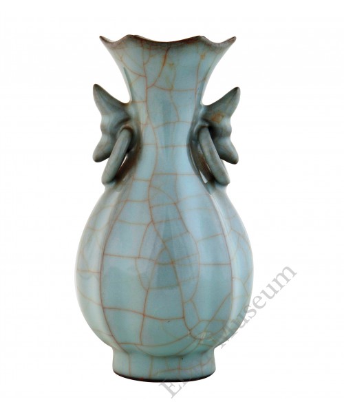 1323 A Guan-Ware hexagonal vase