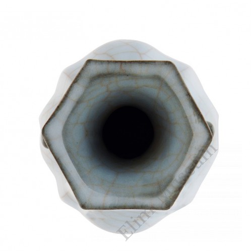 1323 A Guan-Ware hexagonal vase