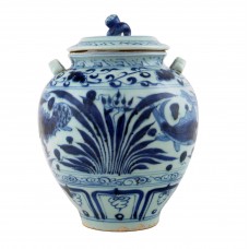 1325 A Yuan Dynasty B&W fish-lostus jar