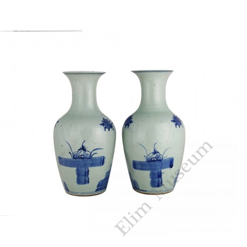 1328 A pair of Qing Dynasty B&W "boy on qilin" vases 