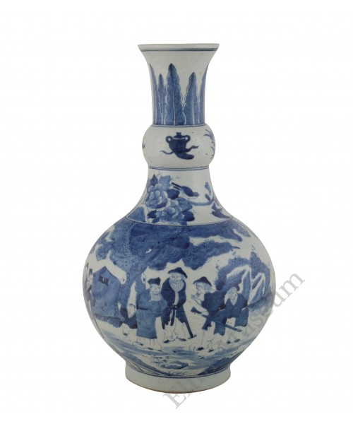 1331 An B&W “Old Chineseman & the Westerner ” vase
