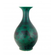 1342 Ming Xuan-De period green glaze B&W Yuhuchun vase
