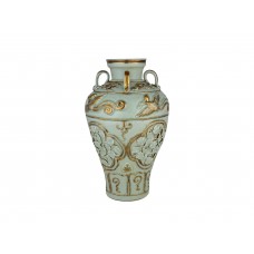 1345 A Yuan dynasty egg-white four handles vase