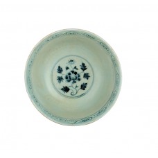 1348 A Ming Dynasty B&W scrolling flowers bowl