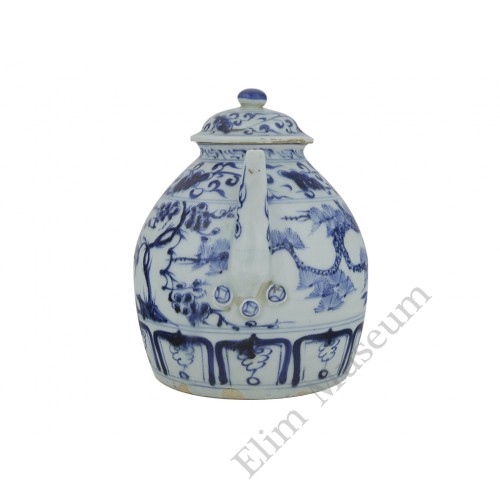 1349 A Yuan  B&W “three-friends"teapot