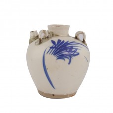1087   A Gongyi-Ware jar painted with cobalt blue orchid leaf ,